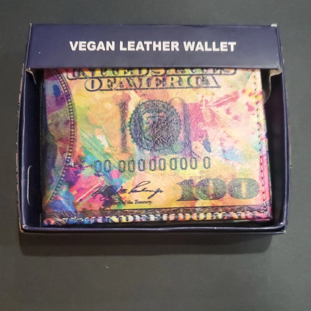 Benjamin Franklin printed handcrafted Money wallet new in‎ box